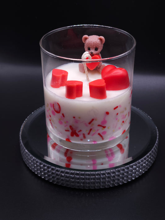 Valentine's Day Candle with Teddy Bear